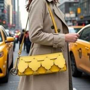 Itslian Designer Yellow Women's Shoulder Bag with Floral Leather Design